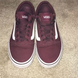 Burgundy red low top vans
